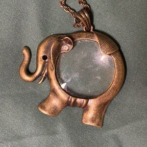 Bronze Elephant Magnifying Necklace